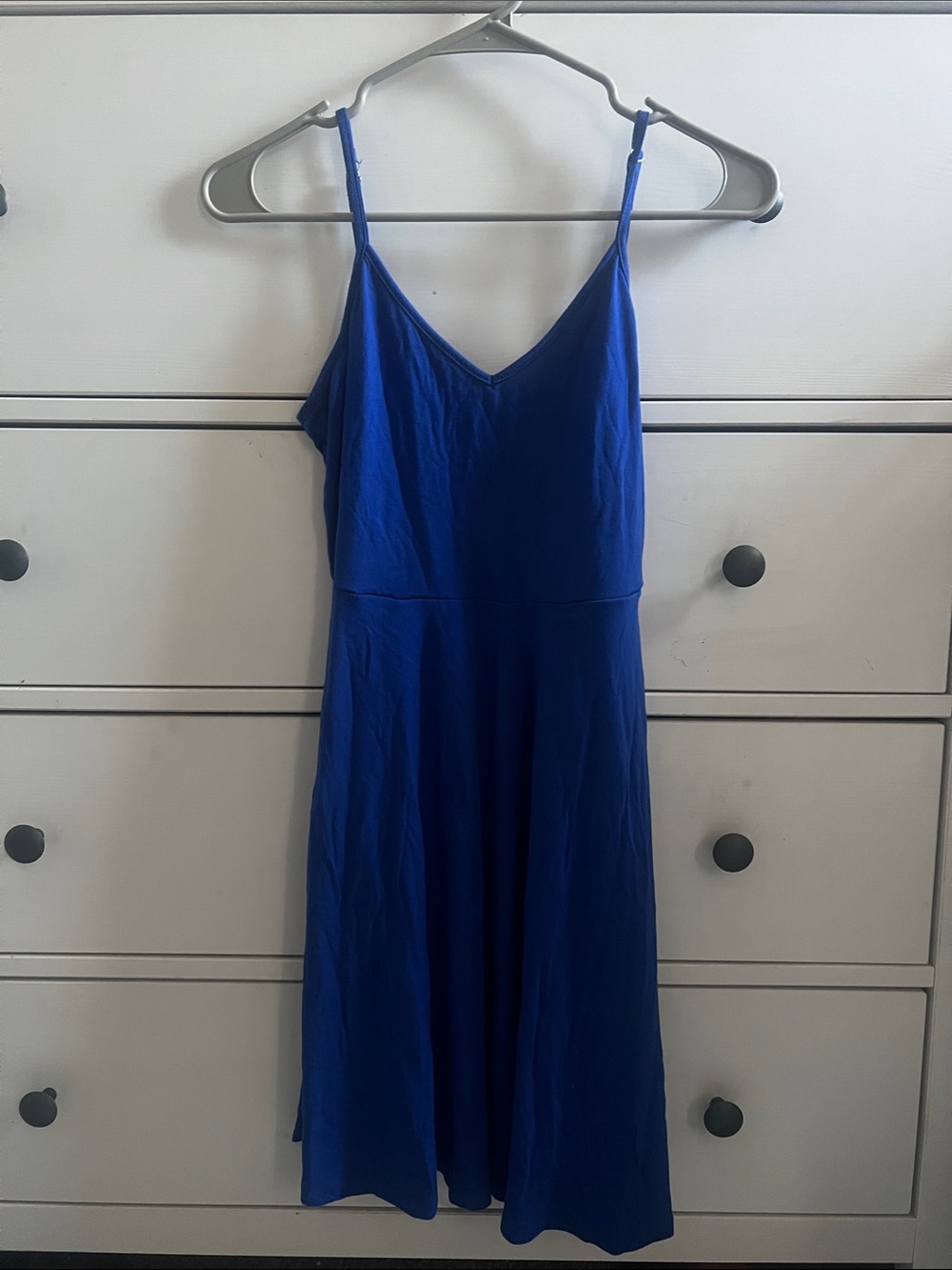 Blue V-Neck Spaghetti Strap skater Dress